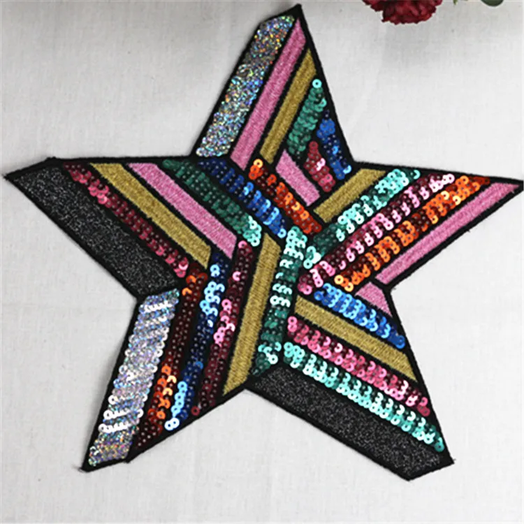 Coat Sweater Clothes Embroidered Paillette Applique Sew on Star Sequins Patch