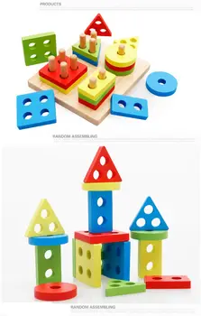 

Montessori Toys Geometric Shapes Matching Games Educational Wooden Toys for Children Early Learning Exercise Hands-On Ability