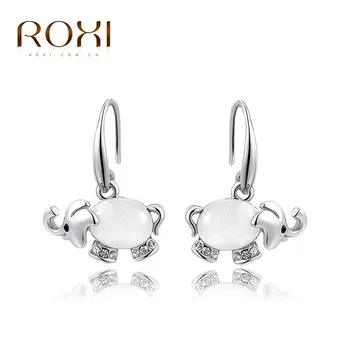2017 ROXI Elephant White Pearls Crystal Stud Earrings Rose Gold Color Fashion Jewelry Romantic Mother