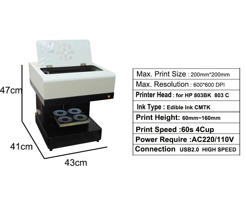 Vilaxh автоматический 4 чашки латте художественный кофе принтер кофе печатная машина селфи Принтер съедобные чернила пищевой принтер