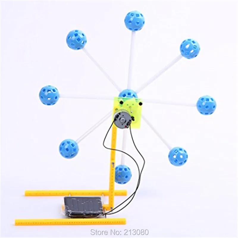 Solar Power Rotatable Ferris Wheel Fun 3D Metal DIY Miniature Model Kit  For Children Educational Toy (4)