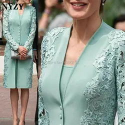 NYZY M168 Aqua Green торжественное платье 2 шт. мать жениха пальто в форме платья Болеро костюмы элегантные