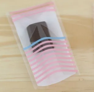 

200 Pink Stripe Cookie Bag,Bakery Gift Candy Bag,Flat Open Top Cellophane Bag 6x10cm
