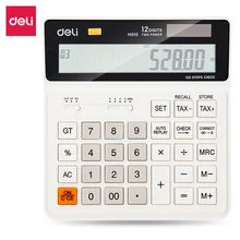 Deli 120-check Tax Calculator 12 digit dual power solar power бизнес офисный калькулятор белый EM01010