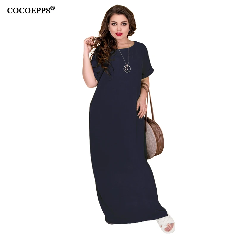 5XL 6XL повседневное летнее длинное платье размера плюс 2020 женское свободное Макси