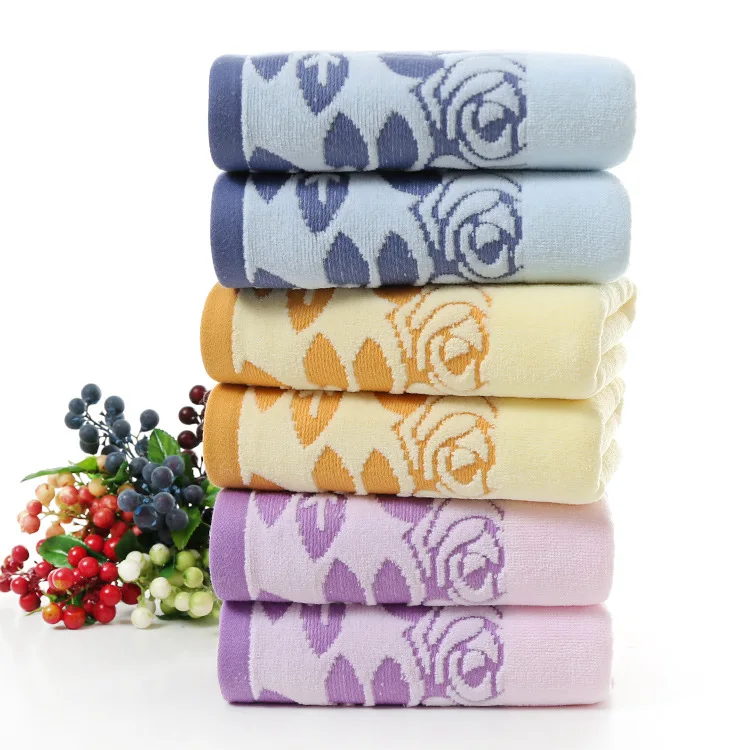 

Home Textile Square Cotton Promotion Gifts color Thicker Wide Jacquard Rose quick-dry type home textile face Towel 3pcs/lot