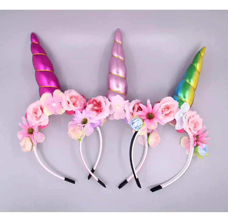 12pc Rainbow Unicorn Headband For Girls Glitter Padded Unicorn Horn
