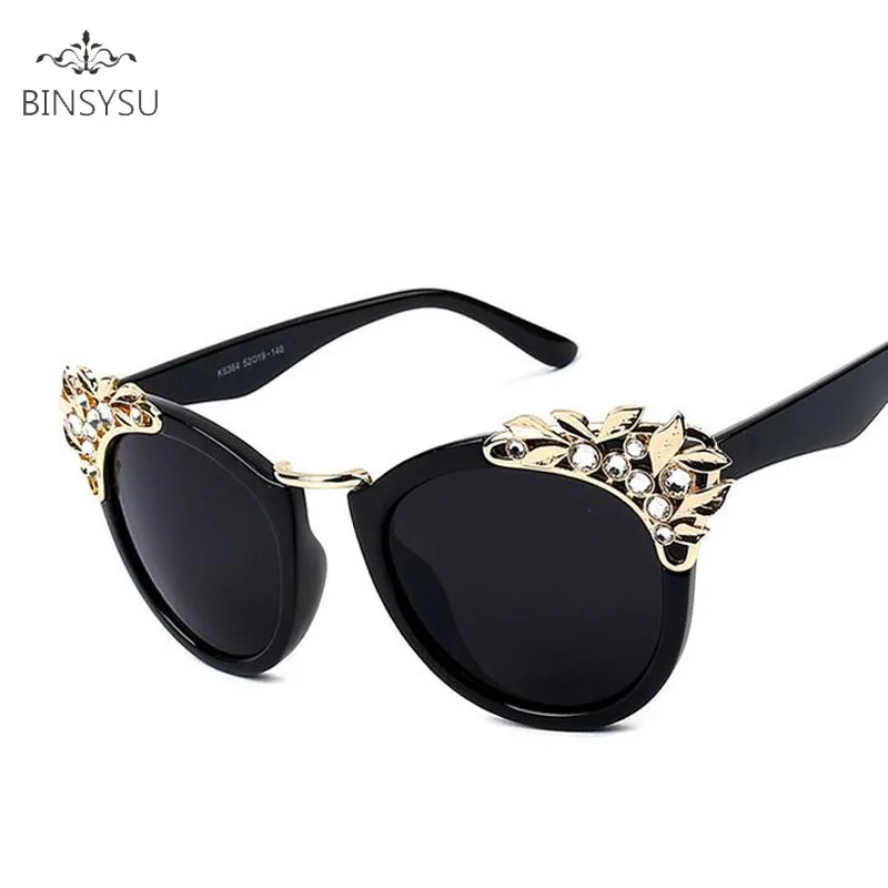 Crystal Jewel Cat eye shades glasses Women luxury brand designer