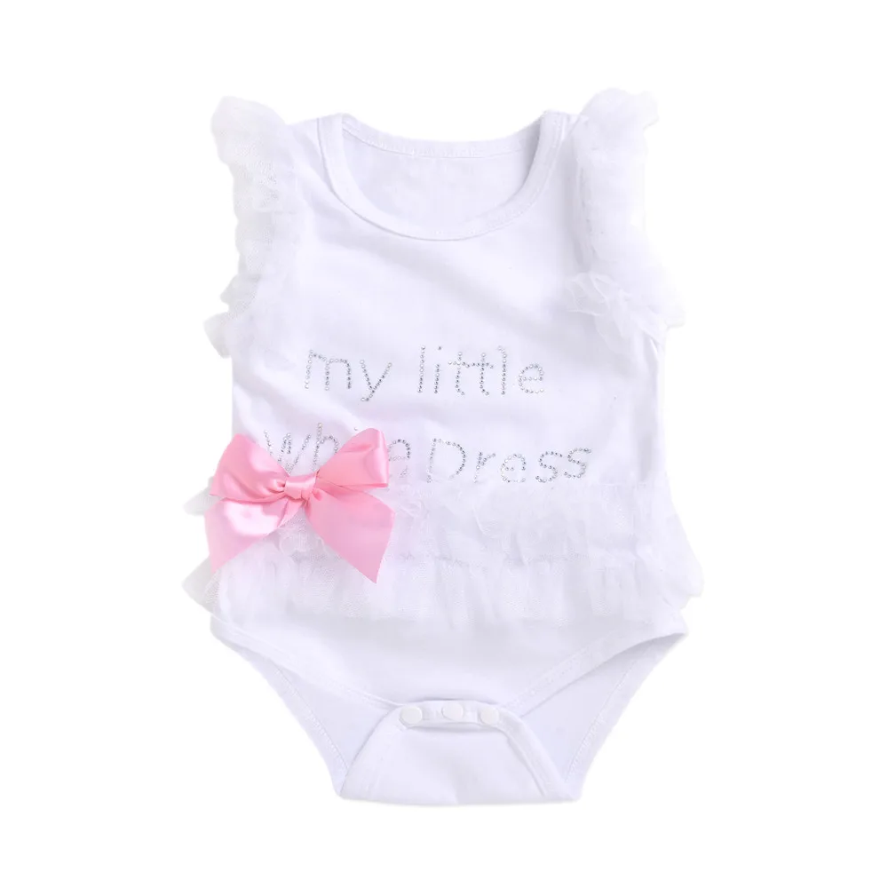 Newborn Kids Baby Girl Infant Romper Jumpsuit Bodysuit Tutu Dress Clothes Outfit - Цвет: Белый