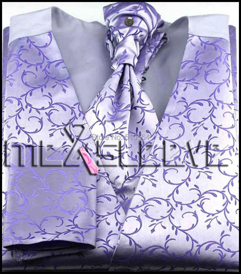Мужской жилет с одной грудью, жилет фиолетового цвета(жилет+ галстук-бабочка+ платок+ запонки