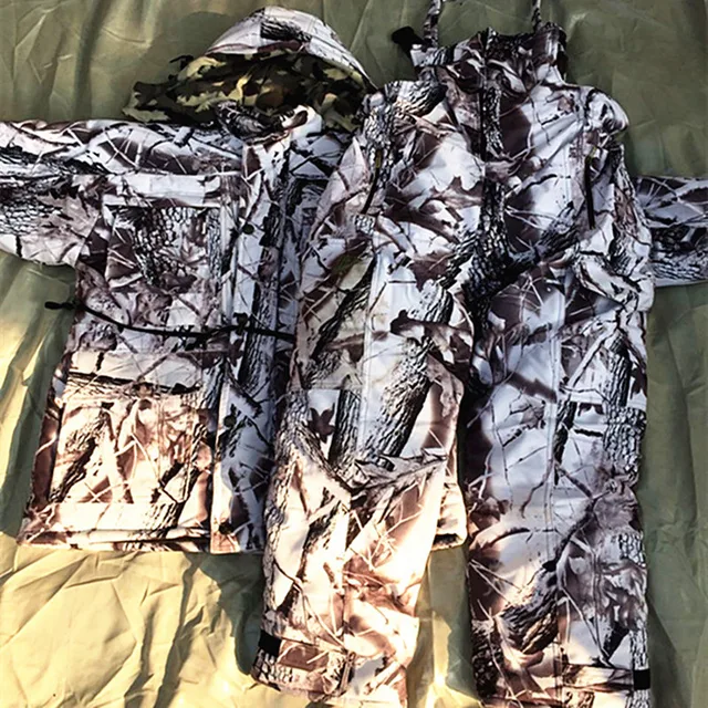 Cheap Winter Waterproof Breathable Snow Camouflage Hunting Suits Ski Suit Thick Warm Bionic Camouflage Clothing