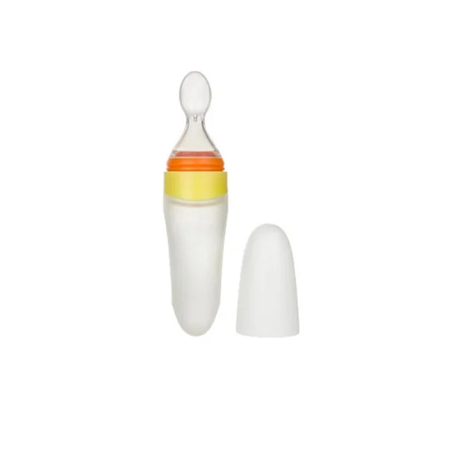Newborn Baby Squeezing Feeding Bottle Silicone Training Rice Spoon