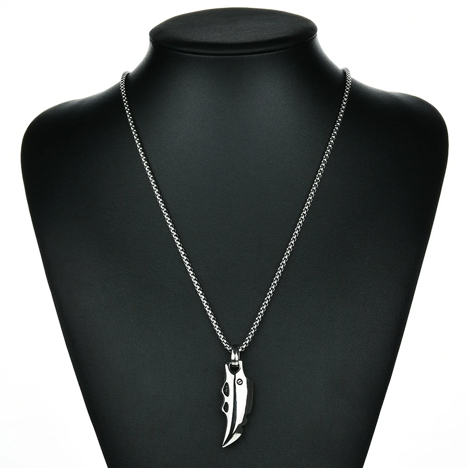 YANGQI Stainless Steel Knife Shape Pendant Necklace Primitive Man Stone Knife Necklace Norse Viking Wolf Tooth Statement Jewelry YANGQI Stainless Steel Knife Shape Pendant Necklace Primitive Man Stone Knife Necklace Norse Viking Wolf Tooth Statement Jewelry