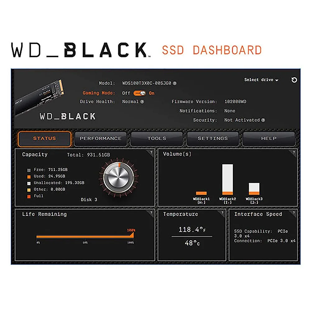 WESTERN DIGITAL WD BLACK SN750 3D NAND SSD 1 ТБ M.2 2280 NVMe PCIe Gen3 * 4 Внутренний твердотельный накопитель