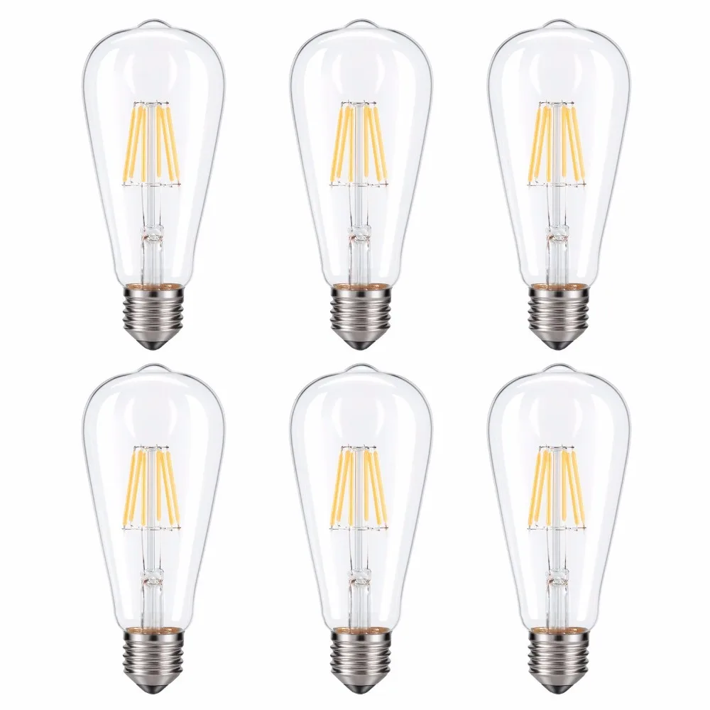 

Kohree 6Packs E26 Led Edison Bulb Light, 6W 2700K Dimmable Antique Squirrel Cage Filament Bulbs For Vintage Decor, Warm White