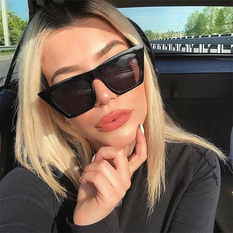 

2019 Cat Eye Vintage Brand Designer Black Women's sunglasses 90s Luxury Sun Glasses For Female Retro Square Sunglasses Shades