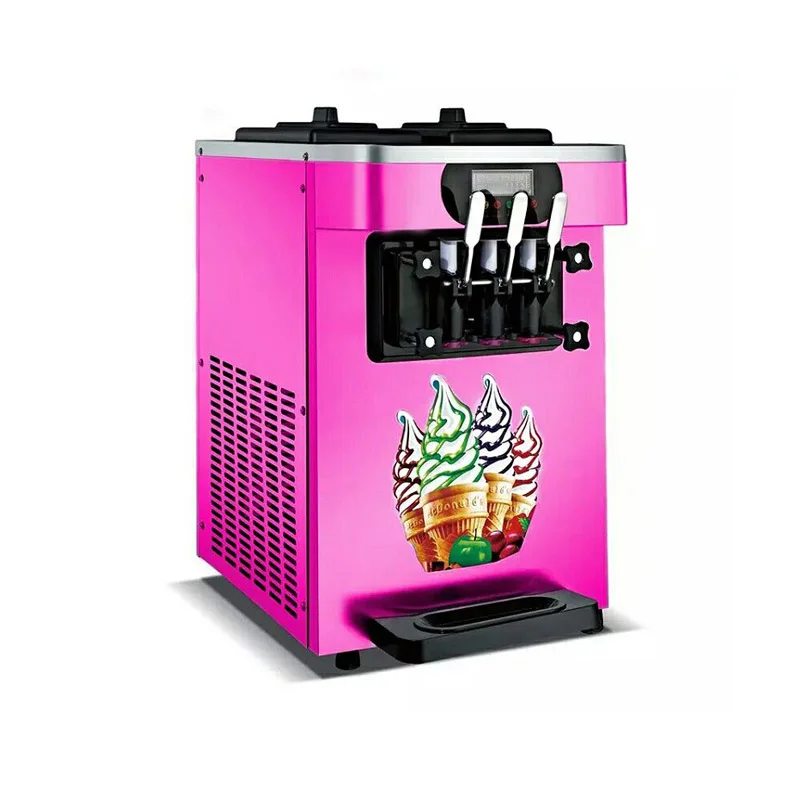 Italian Pink Color Soft Serve Ice Cream Maker Ice Cream Vending Making
