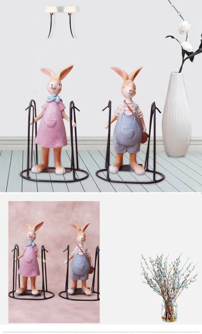 Железные фигурки кролика артваре, украшение для дома, новинка, фигурки кролика из смолы, статуя, пасхальный подарок, украшение для сада