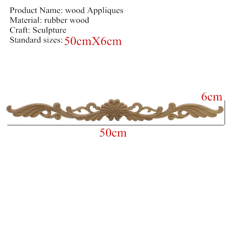 Резьба по дереву, мебель, винтажный домашний декор, украшение сада, аксессуары для дома, массивная деревянная аппликация, резной цветок, миниатюрная деталь - Цвет: 50cmX6cm