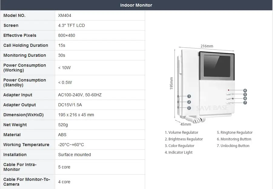 Homsur 4,3 "видео домофон безопасности с Intra-monitor аудио домофон для дома/квартира 1V1 + замок