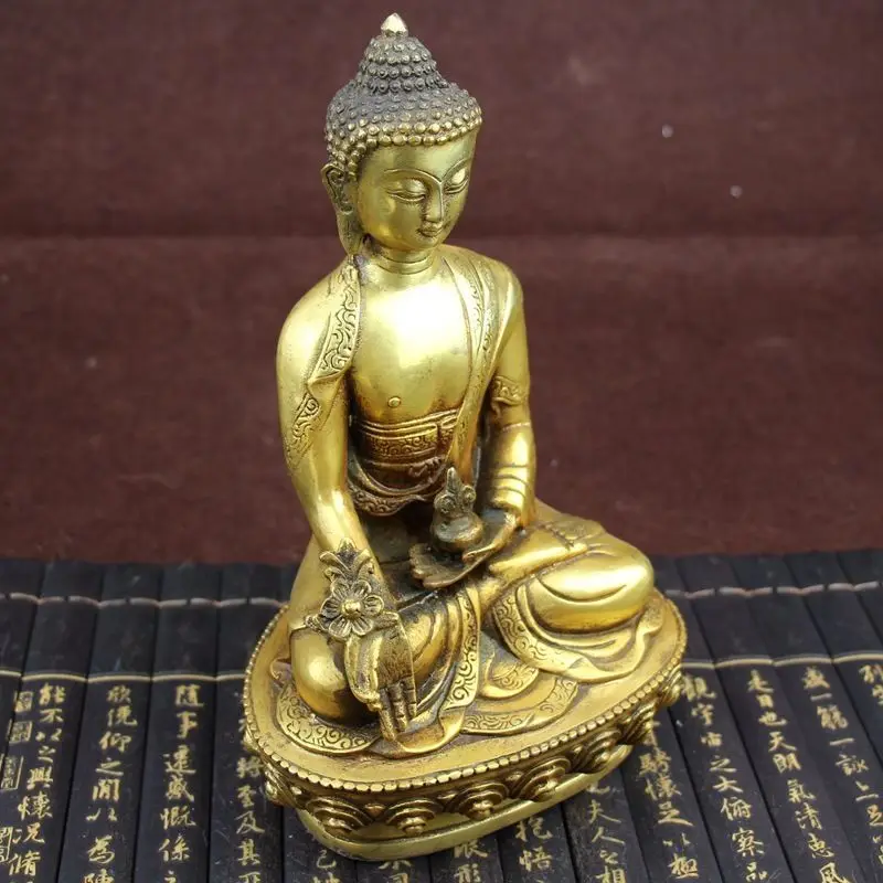 Grandes artesanías de decoración de estatua de Buda de bronce tibetano