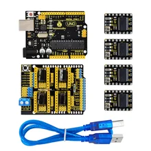Keyestudio ЧПУ комплект для Arduino Щит с ЧПУ V3 + UNO R3 + 4 шт. DRV8825 драйвер/grbl Совместимость