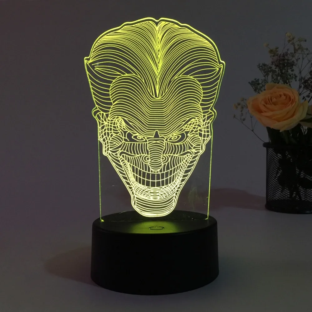 Novelty 3D LED Lamp Illusion skull head USB table Lamp Touch RGB 7 Color Halloween Night Light