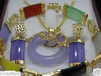 

new Style Hot sale********Charming stone pendant necklace earring bracelet set Fashion Wedding Party Jewellery