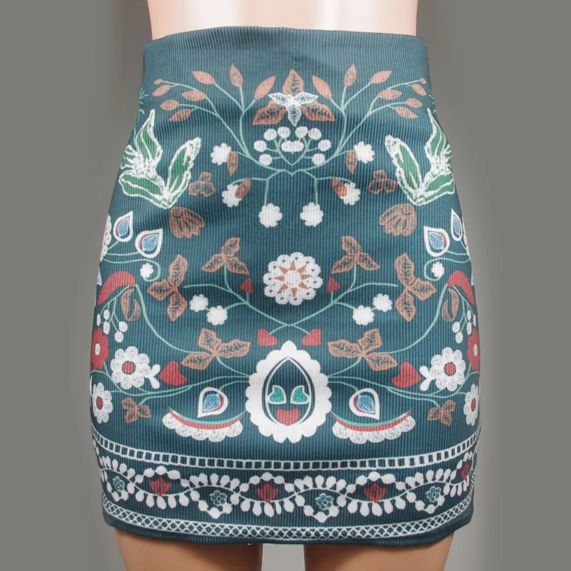 

Hot Sale Women High Waist Floral Printed Short A-Line Skirt Bodycon Zipper Mini Skirts CXZ