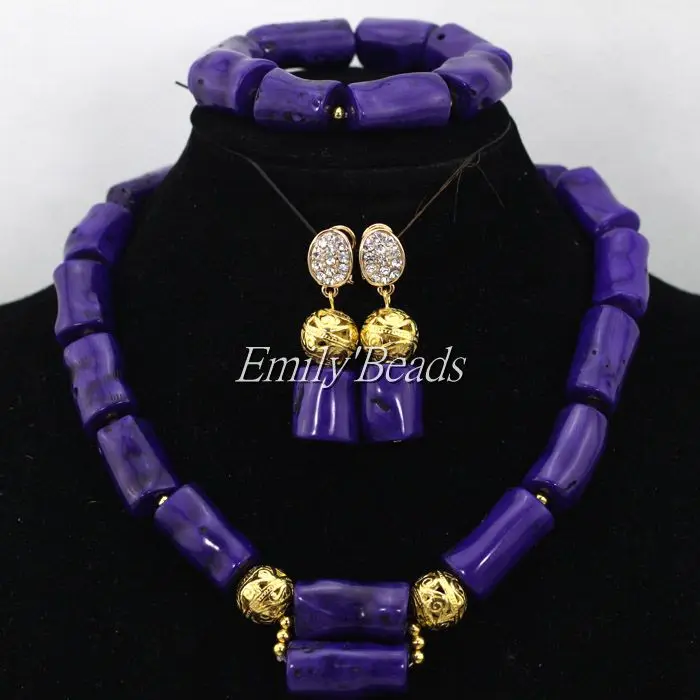 

2016 Smart Purple Natural Coral Beads Jewelry Sets African Nigerian Wedding Bridal Beads Necklaces Set Free Shipping CJ575