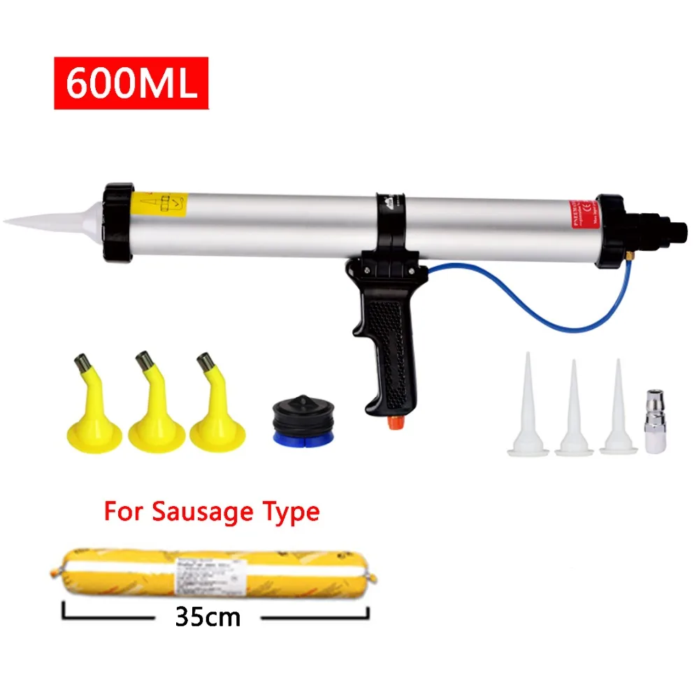 Pistola de Calafateo de Silicona con Tubo de Aluminio Herramienta de Calafateo de 600 ml con 10 Boquilla