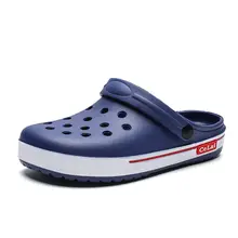 LAISUMK/летние мужские Модные Повседневные тапочки; Прозрачные Пляжные дышащие шлепанцы на плоской подошве; Sandalias Zapatos; вьетнамки