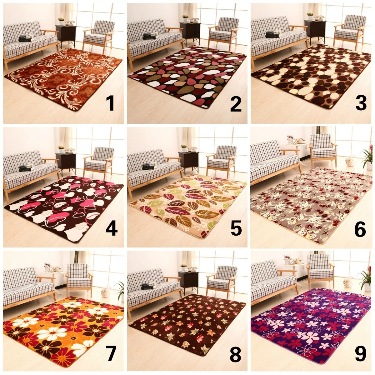 

Area Rug and Carpet for Sitting Room Washroom Living Room Bedroom Kitchen Bathroom Multicolor Flower Floor Rugs /Door Mat