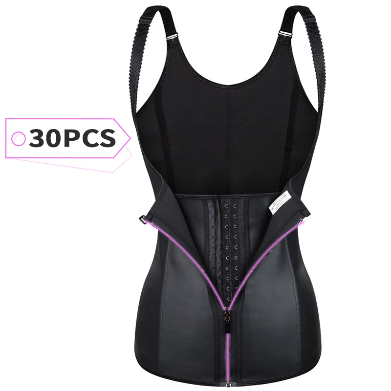 

30PCS Steel Boned Zipper Shapewear Fajas Latex Waist Trainer Vest Slimming Body Shaper Corset Waist Cincher Push Up Waist Shaper