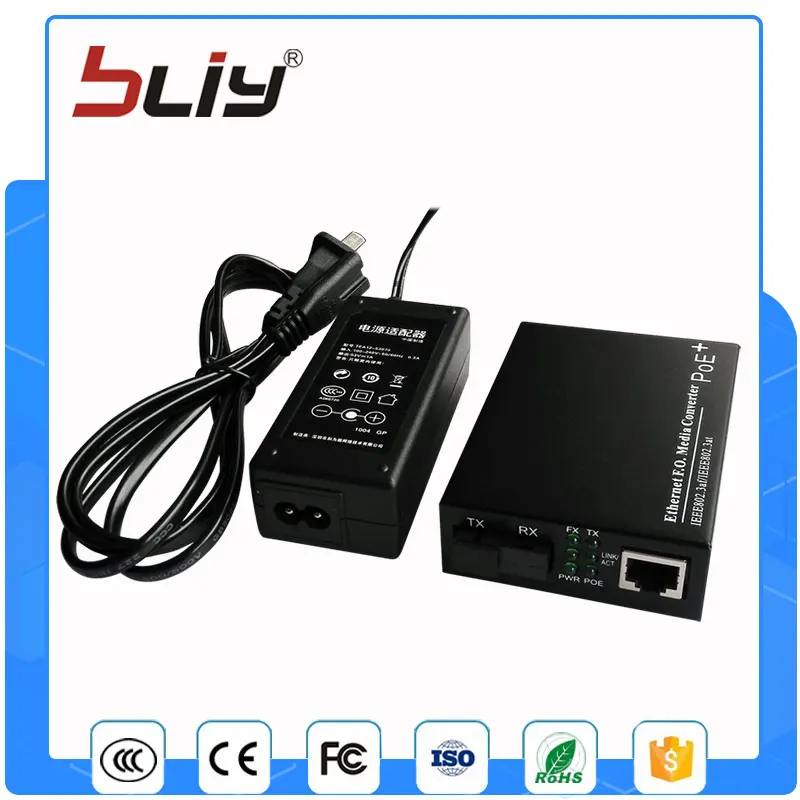 

10/100M IEEE802.3af/at 2 port poe switch Single fiber poe media converter for IP Camera VoIP devices