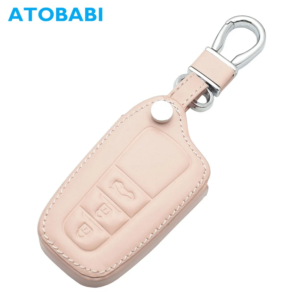 

ATOBABI Pink Car Key Case For Toyota 2018 Camry C-HR 2017 Prius RAV4 Women Leather Remote Fob Shell Cover Holder Protector Bag