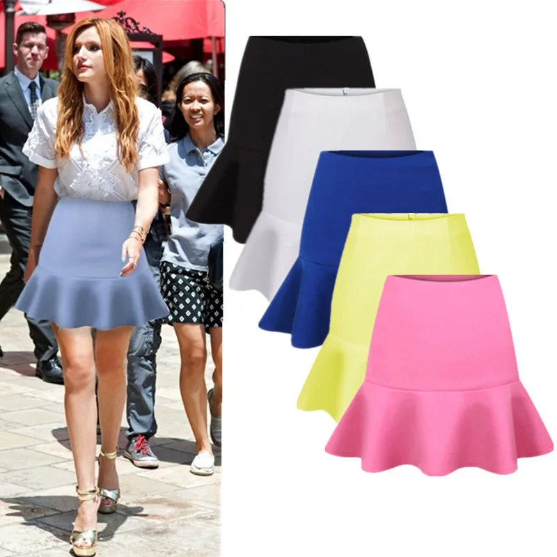 high waisted flare mini skirt