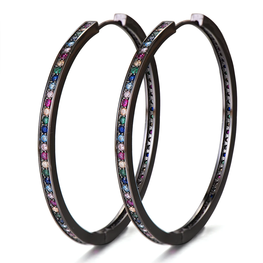 

SisCathy Charms Simple Cubic Zirconia Big Hoop Earrings For Women Luxury DUBAI Wedding Bridal Round Circle Earrings 2019