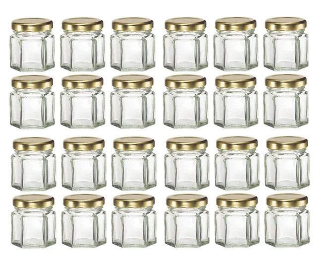 Hexagon Mini Glass Jar 24 pcs Set