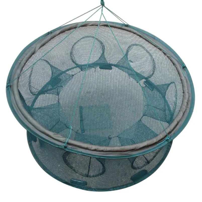 NEW 70*30cm Portable 7 hole round Automatic Unfold Fishing Cages Bait