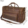 Men's Crazy Horse Leather Travel Bag Cow Leather Big Travel Duffel Durable Cowhide Weekend Bag Man Genuine Leather Luggage Bag ► Photo 2/6