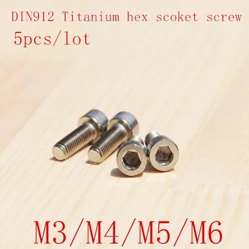 

5pc/lot DIN912 TA2 M3 M4 M5 M6 hex socket cap head screw