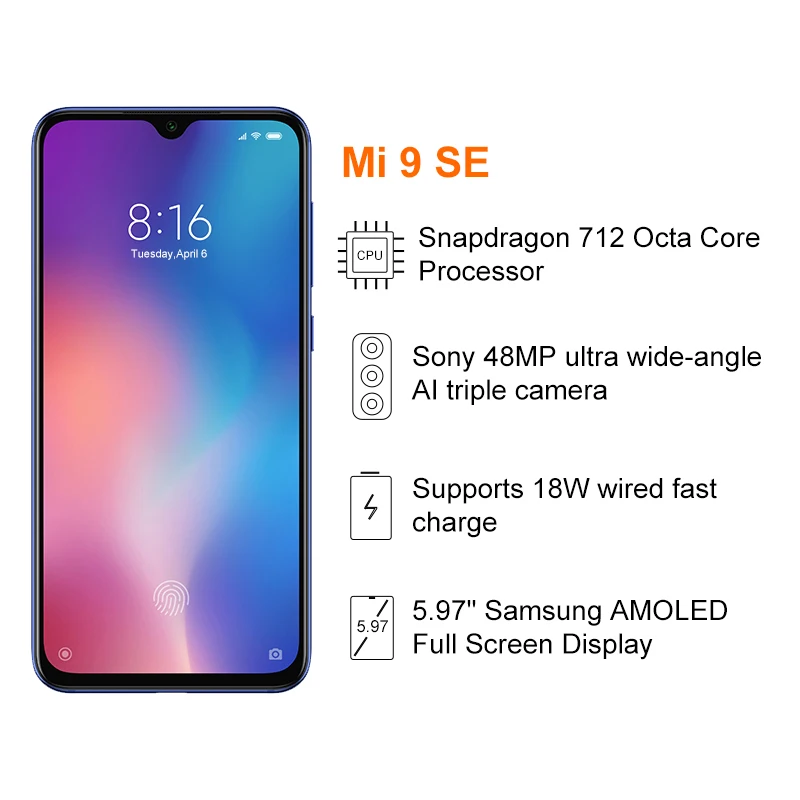 Глобальная версия Xiaomi mi 9 SE 6GB 128GB мобильный телефон Snapdragon 712 Восьмиядерный 5 97