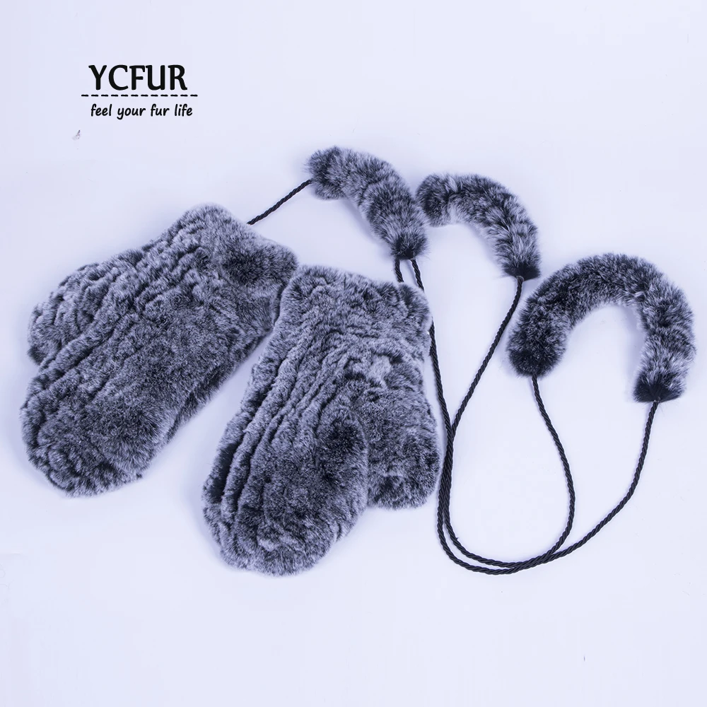 [YCFUR] Для женщин перчатки зимние вязаные кроличьего меха варежки перчатки для Для женщин супер эластичные мягкие теплые перчатки для