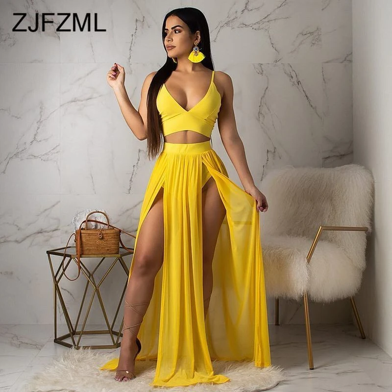 Sexy Chiffon Two Piece Outfit For Women 
