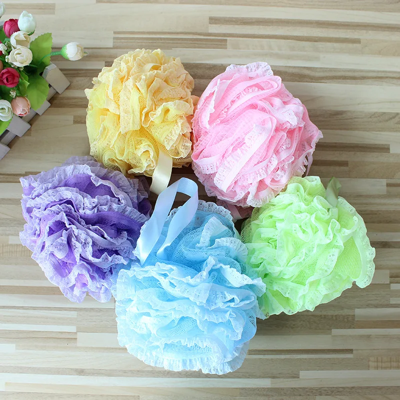 Loofah Shower Flower Body Brush Nylon Mesh Ball Pouf Bath Sponge Soft Exfoliate Clean Soothe Skin Eco-friendly Sanitary Scrubber