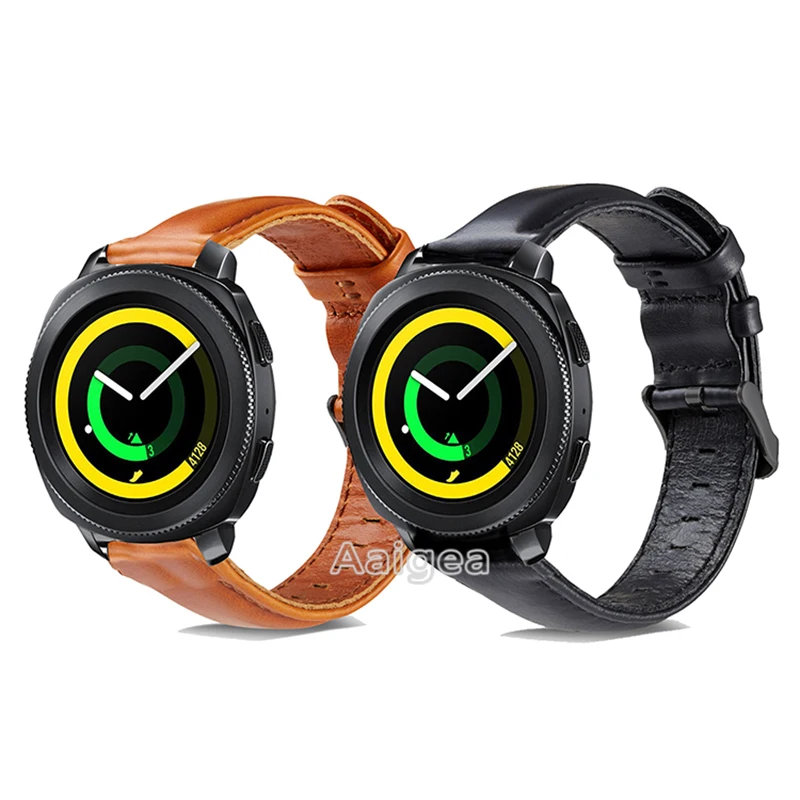 

20mm Leather Watch Band Strap for Samsung Gear Sport Smart Watch Replacement Wrist bands strap for gear sport Men Women Bracelet