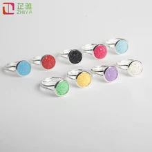 

Silver Color Open Adjustable Women Ring Summer Candy Rhinstone Finger Fashion Jewerly Rings Drusy Gem Accessories Gift