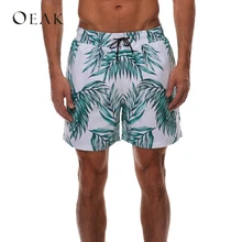 OEAK повседневные свободные пляжные шорты, летние мужские штаны до колена, шорты с низкой талией и завязками, шорты с принтом