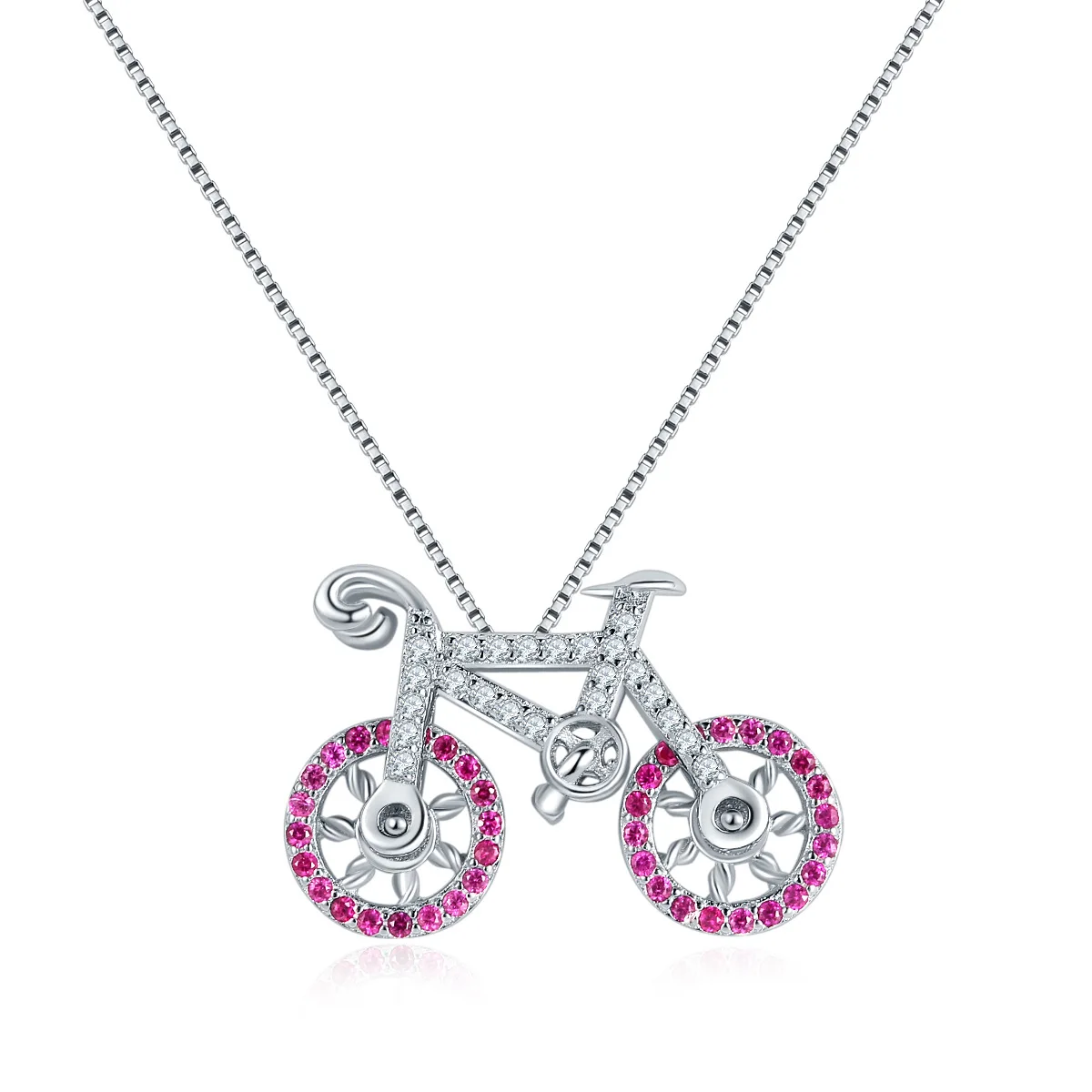 

S925 sterling silver necklace female bicycle necklace bicycle pendant simple art small fresh clavicle chain jewelry